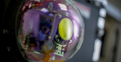 The Leonardo/Thales Miysis DIRCM countermeasures system, which the UK Ministry of Defence has ordered for the RAF's Shadow ISTAR fleet, on display at DSEI 2019.