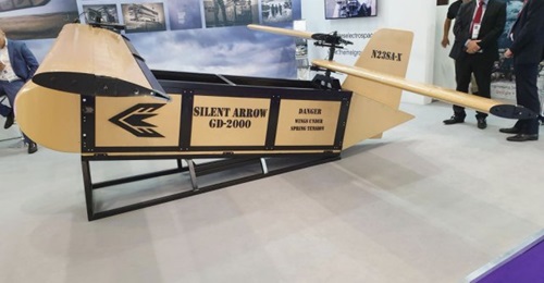 Yates Electrospace Corporation unveiled its Silent Arrow cargo delivery UAV at DSEI 2019.