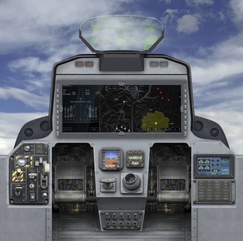 A conceptual image of the Elbit Systems large-area display as fitted to the Boeing-Saab T-X trainer.