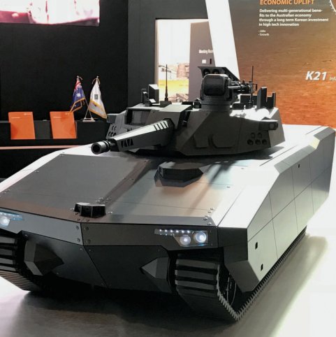 The AS21 Redback IFV, a model of which was displayed at the Land Forces 2018 exhibition in Adelaide, is one of the two shortlisted contenders for Australia’s Project Land 400 Phase 3. (Julian Kerr)