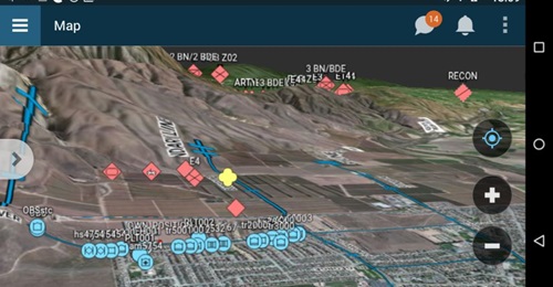 The 3D map is among the developments in Systematic's SitaWare Edge version 2.0. The arrow on the left provides access to the side bar menu.