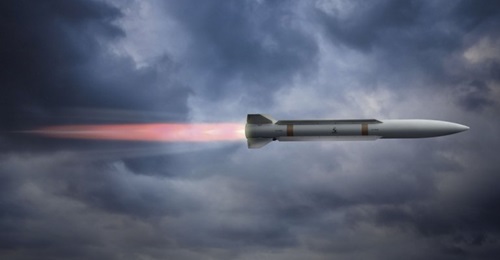 Computer-generated image of Raytheon's developmental Peregrine medium-range air-to-air missile