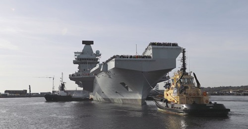 The future HMS 
        
         puts to sea for the first time from Rosyth, Scotland, on 19 September.