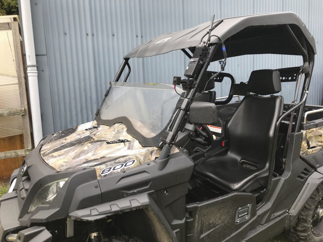 A StreamCaster 4200 Enhanced MIMO SDR attached to an all-terrain vehicle to support on-the-move communications during ground demonstrations. (Andrew White)