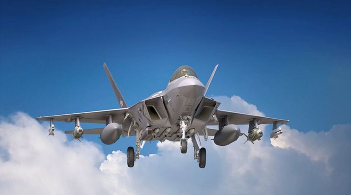 An artist impression of the KF-X fighter aircraft. DAPA announced on 26 September that the critical design phase of the aircraft has been completed.
