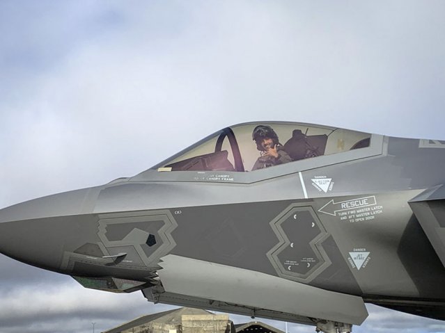 One of six Italian Air Force F-35s that deployed to Iceland on 26 September, where they will perform the type’s first NATO air surveillance and air policing mission (NATO Allied Air Command)