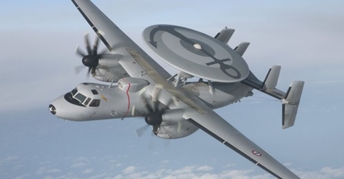 A French Navy Northrop Grumman E-2C Hawkeye AEW&C aircraft. The service is looking to replace the three aircraft it fields with the same number of the latest-variant E-2D Advanced Hawkeye.