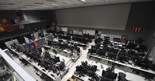 The CAOC at Al-Udeid Air Base is seen empty on 28 September when its functions were temporarily taken over by personnel at Shaw Air Force Base in South Carolina.