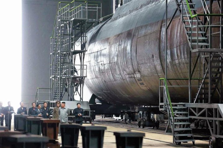 North Korea released partial images in July of what it described as a “newly built” submarine. KCNA reported at the time that the submarine’s operational deployment in the East Sea (Sea of Japan) was “near at hand”. (KCNA)