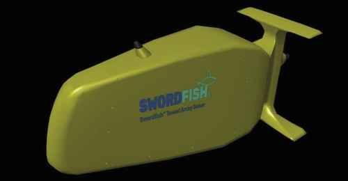 The towed body unit of the SwordFish towed array system.