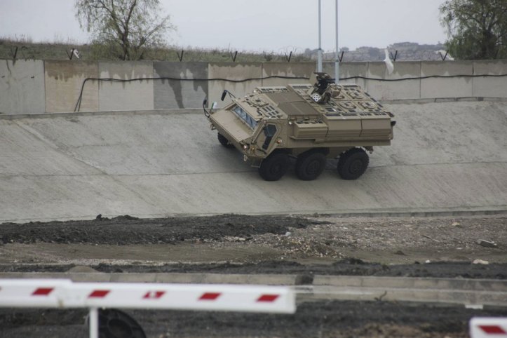 A Fuchs 2 armoured personnel carrier is seen on the test track at the Rheinmetall-Algerie facility when it was formally inaugurated by General Ahmed Gaïd Salah in February 2017. (Algerian Ministry of National Defence)
