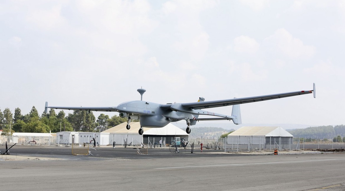 A Heron 1 UAV is seen taking off with an underbelly pod housing a maritime surveillance radar. A similar pod has been seen with at least one of the Heron 1 air vehicles deployed by the Republic of Singapore Air Force at Exercise 'Forging Sabre...