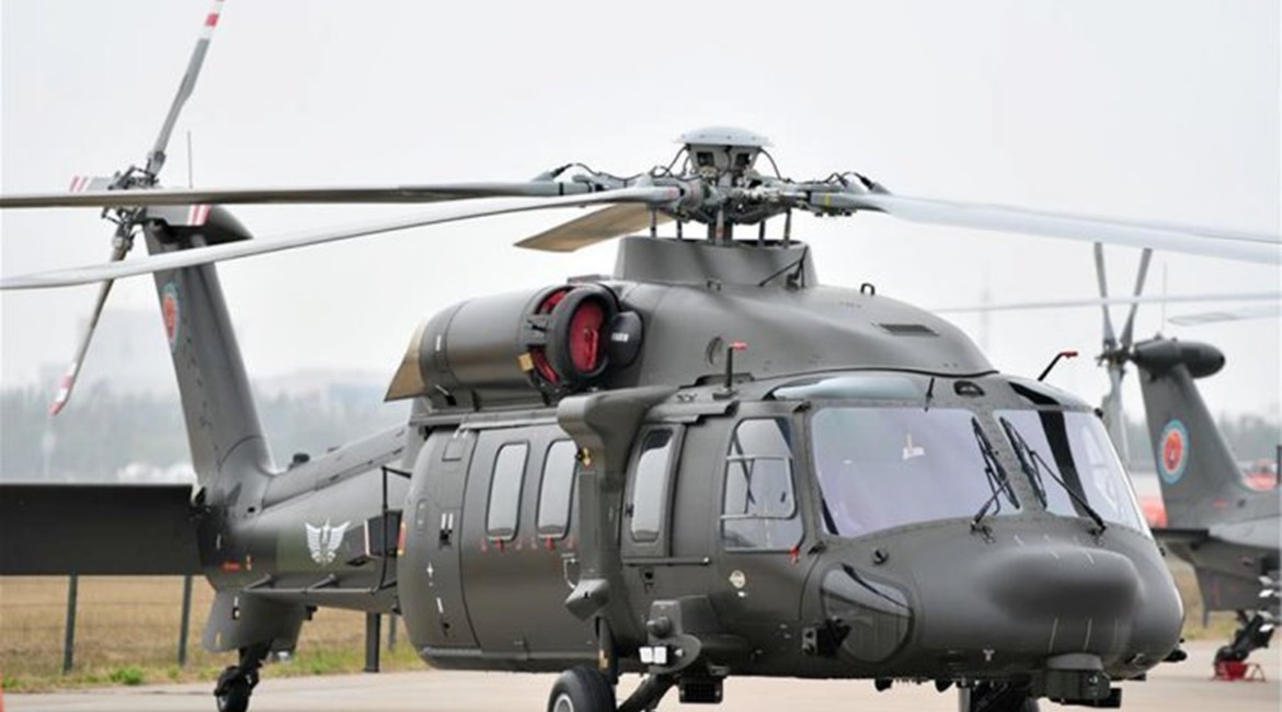 China's Z-20 helicopter is seen here during the fifth China Helicopter Exposition held from 10-13 October in the city of Tianjin.