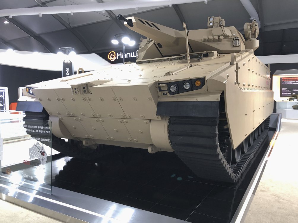 Hanwha Defense unveiled a prototype of its AS21 Redback IFV at the ADEX 2019 exhibition. (IHS Markit / Jon Grevatt)