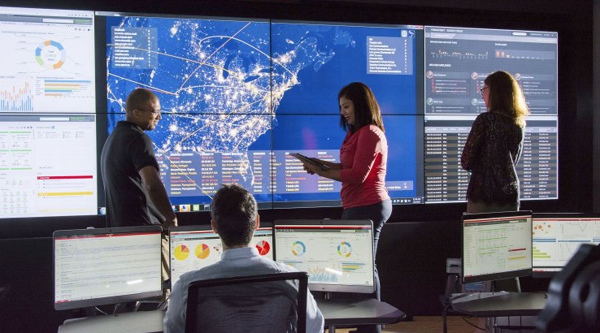 Raytheon's cyber security operations centre. Threat intelligence plays a key role in establishing the potential vulnerabilities of an organisation.