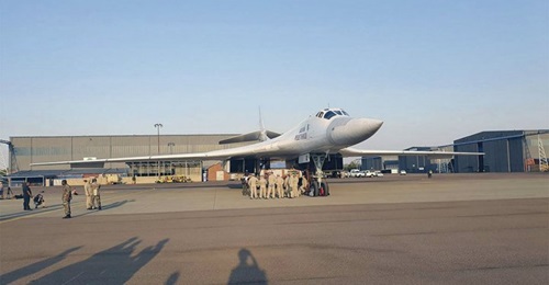 One of the two Tu-160 'Blackjack' bombers that, along with a support package of other aircraft, arrived in South Africa for the first time on 23 October.