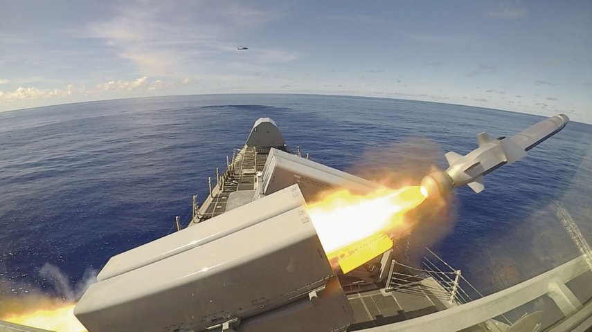 
        USS
        Gabrielle Giffords
        (LCS 10) fires a Naval Strike Missile.
       (US Navy)