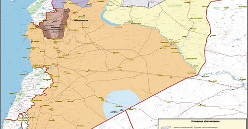A map released by the Russian Ministry of Defence on 24 October of the zones of control in northeast Syria as agreed by the Russian and Turkish presidents during their meeting in Sochi two days earlier.