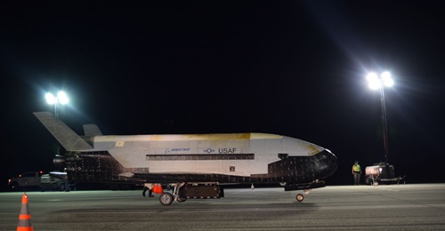 The US Air Force's X-37B, pictured after landing on 27 October 2019, spent 780 days in space on its latest mission.