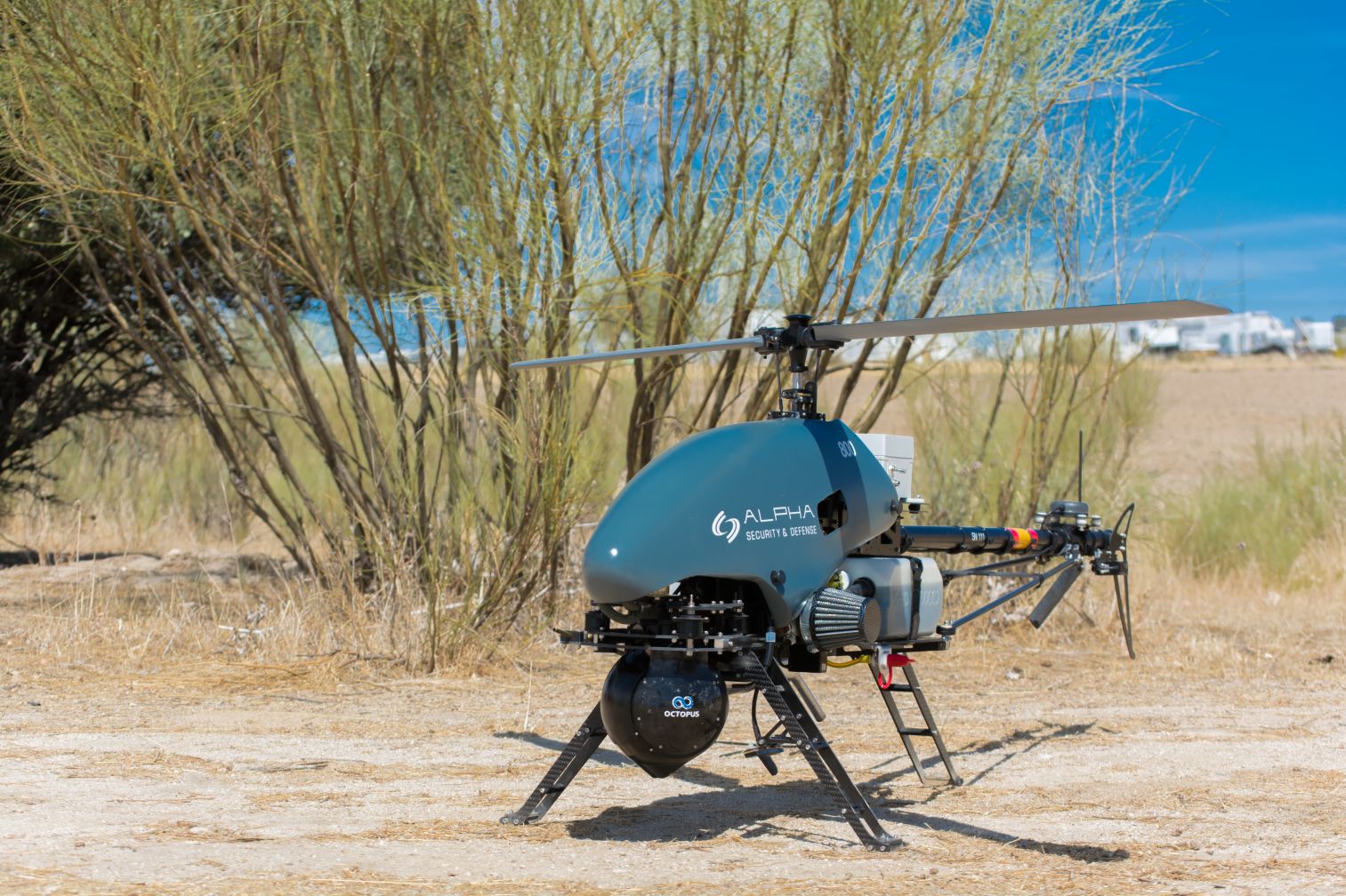 Alpha Security and Defense wants to sell its Alpha 800 single-rotor UAV to the US market. (Alpha Security and Defense)
