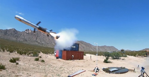 A Raytheon/Saab 84mm Guided Carl-Gustaf Munition (GCGM) is launched during flight trials at the Bofors Test Centre in Karlskoga, central Sweden, during September. The trials pave the way for an end-to-end GCGM System Capabilities Demonstration in the U...