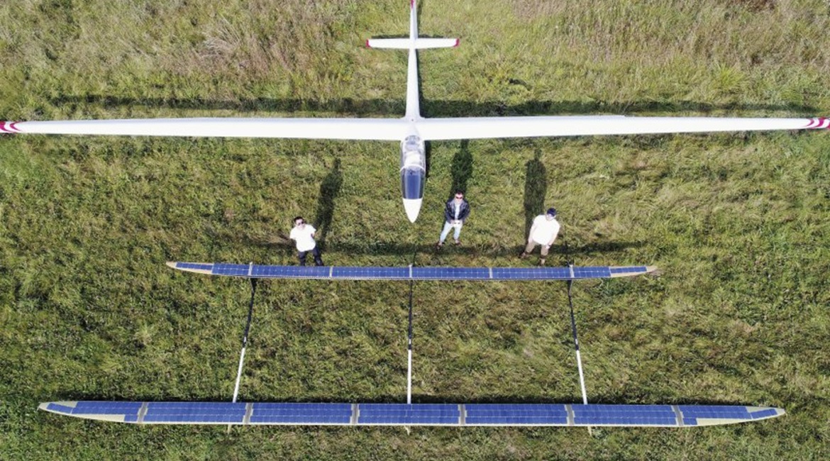 UAVOS successfully flight tested a 14 m wingspan version of its ApusDuo solar powered high altitude platform system (HAPS), pictured below.