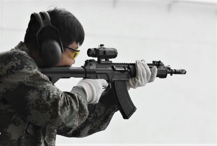Carbine iteration of the new Chinese assault rifle seen here during testing in 2019. (Via CGTN video footage)