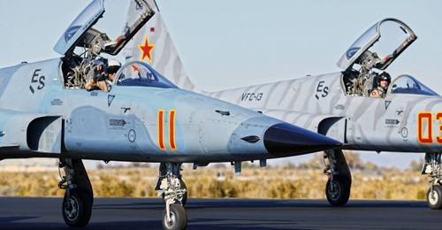 A pair of F-5Ns of VFC-13 at NAS Fallon, Nevada.