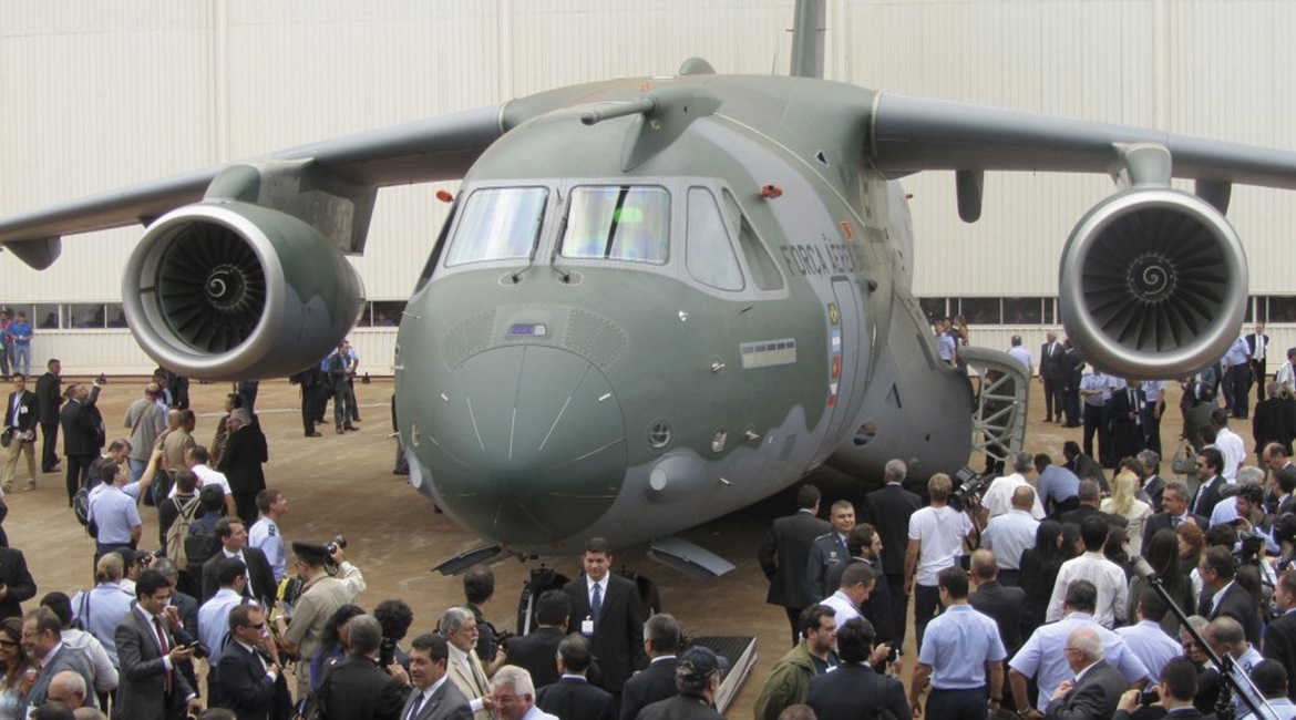 Pictured at its official rollout in November 2014, the KC-390 has now been re-badged as the C-390 Millennium for customers that don't require the aircraft's tanking capability.