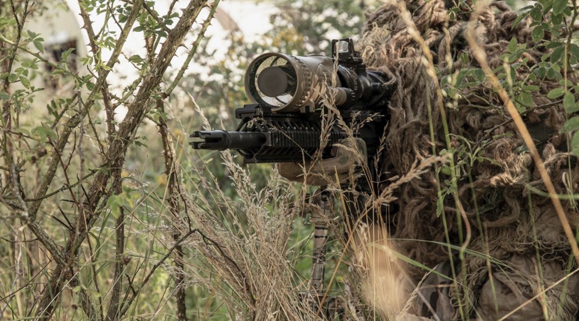 Excelitas Technologies' new Merlin-LR 2 night sight is seen here mounted on an LMT 7.62 mm sharpshooter rifle similar to that used by the British Army.