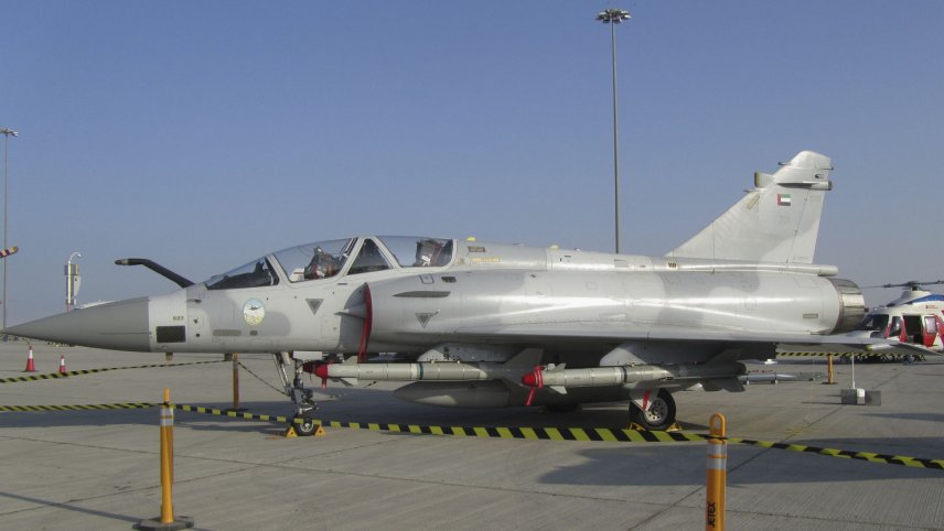 One of the UAE's Dassault Mirage 2000-9 aircraft on static display at the 2019 Dubai Air Show. The UAE is upgrading this fleet as well as its Lockheed Martin F-16E/F Desert Falcon aircraft. (Charles Forrester/IHS Markit)