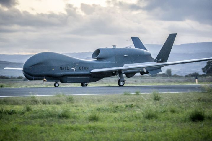 The first Northrop Grumman RQ-4D Global Hawk HALE UAV for the NATO AGS programme arrived at NAS Sigonella in Italy on 21 November. (NATO)