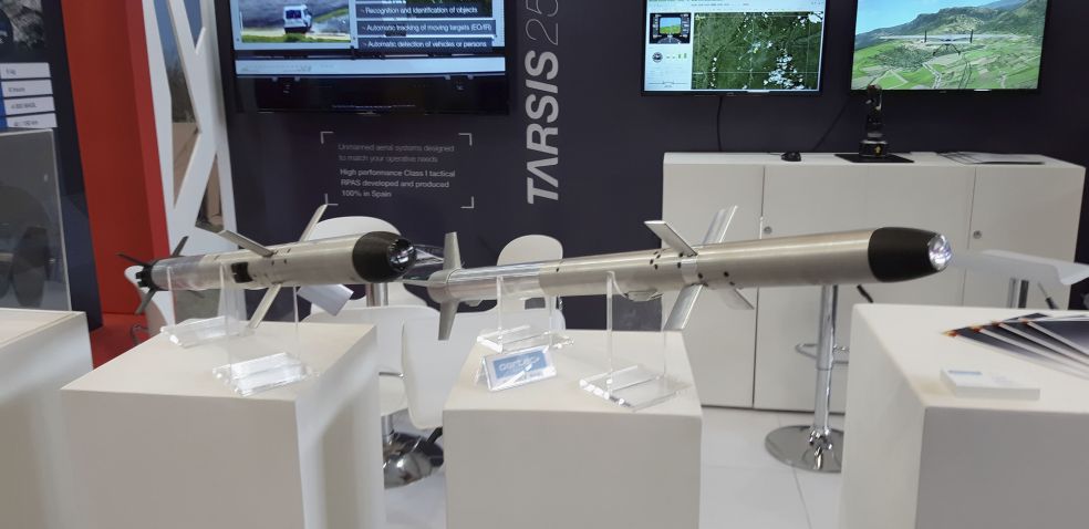 The Tarsis 25 can be used with these Aertec-developed semi-active laser-guided micro missiles that have a range of about 5 km. Two Tarsis 25 aircraft are required to carry out a strike mission. (Jane’s/Pat Host)