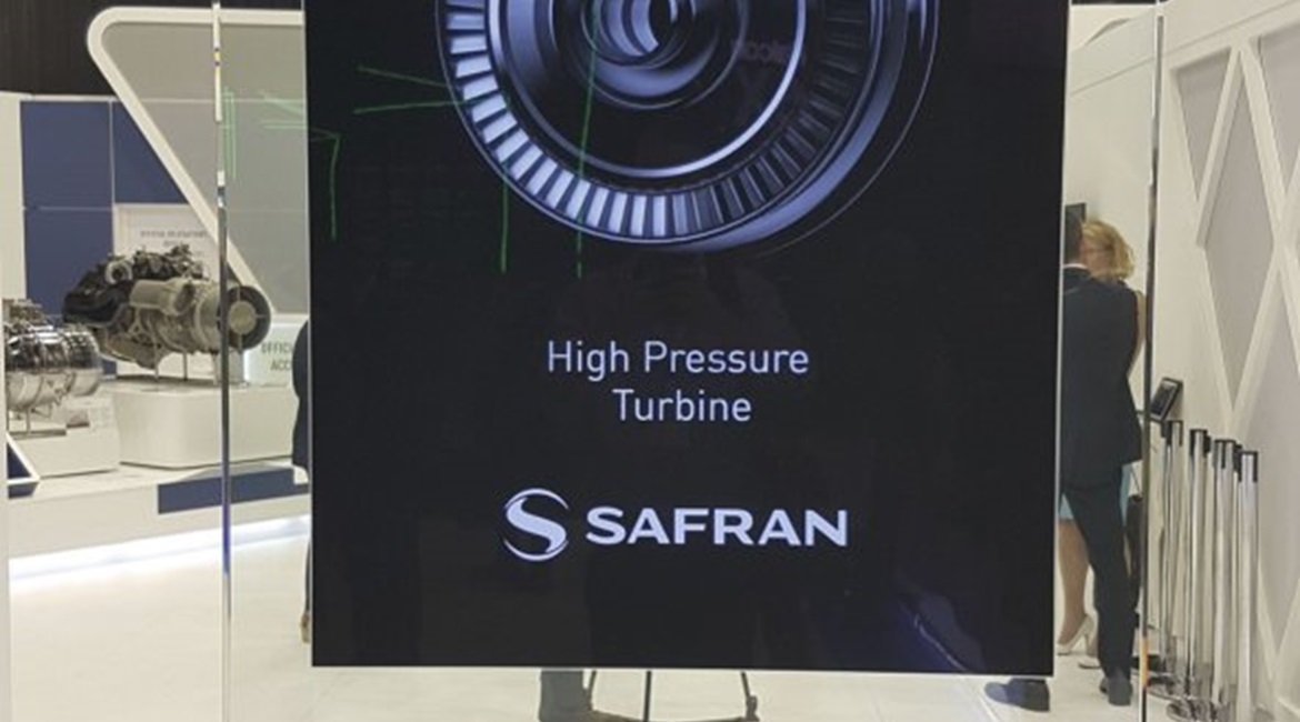 A model of the Next European Fighter Engine / New European Engine being developed by Safran and MTU for the FCAS / SCAF New Generation Fighter displayed at the Paris Air Show 2019.