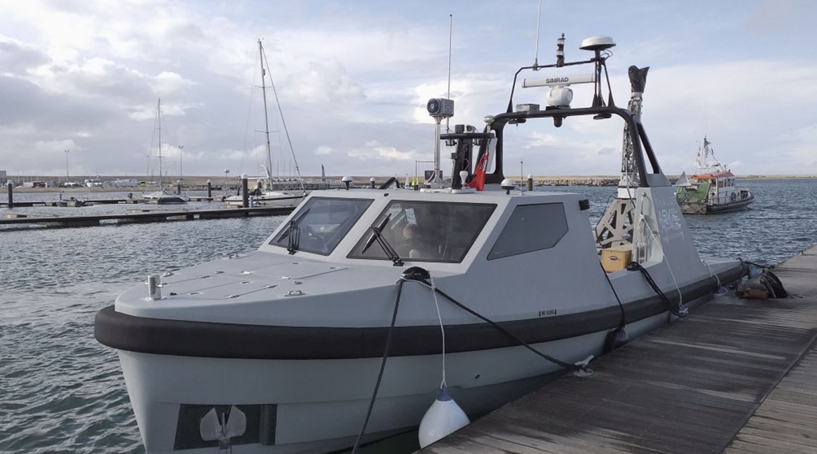 USV Halcyon docked prior to the NEMO 19 demonstration.