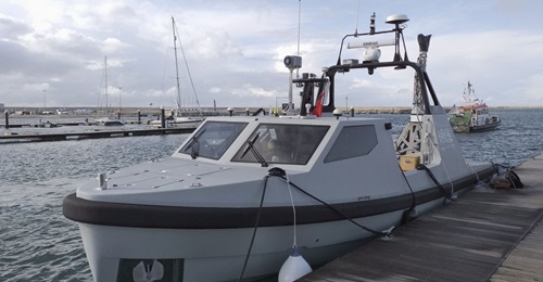 USV Halcyon docked prior to the NEMO 19 demonstration.