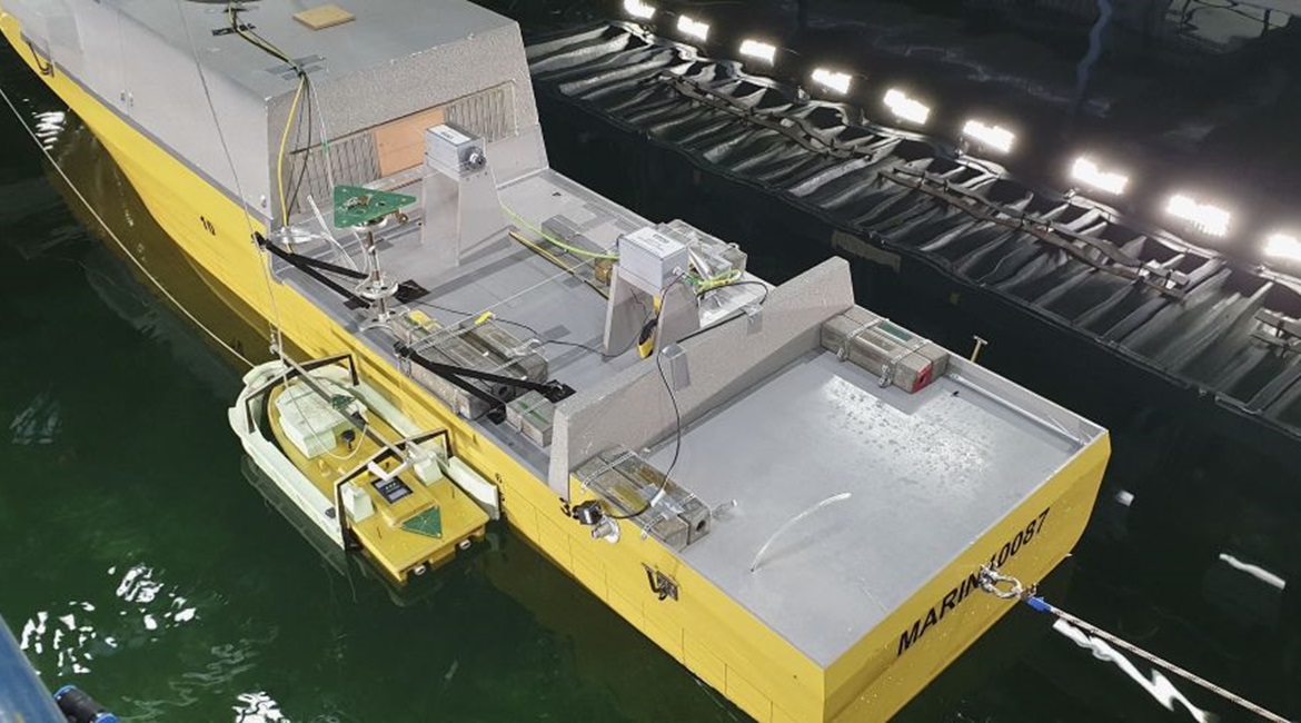 Tank testing at MARIN has demonstrated the launch and recovery of USVs in conditions of up to sea state 5/6.