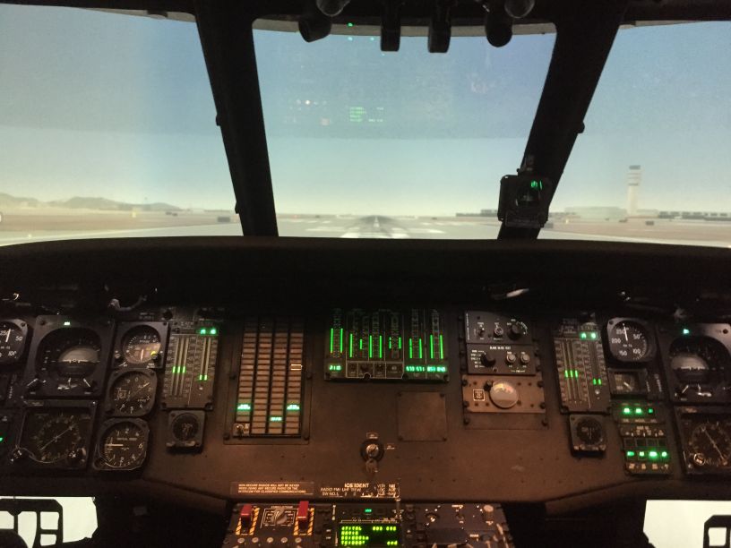 The cockpit view of Sikorsky’s six-axis Black Hawk helicopter simulator located in Melgar, Colombia. (Sikorsky)