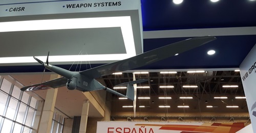 WB Group's Flyeye mini-UAV on display at Expodefensa 2019.