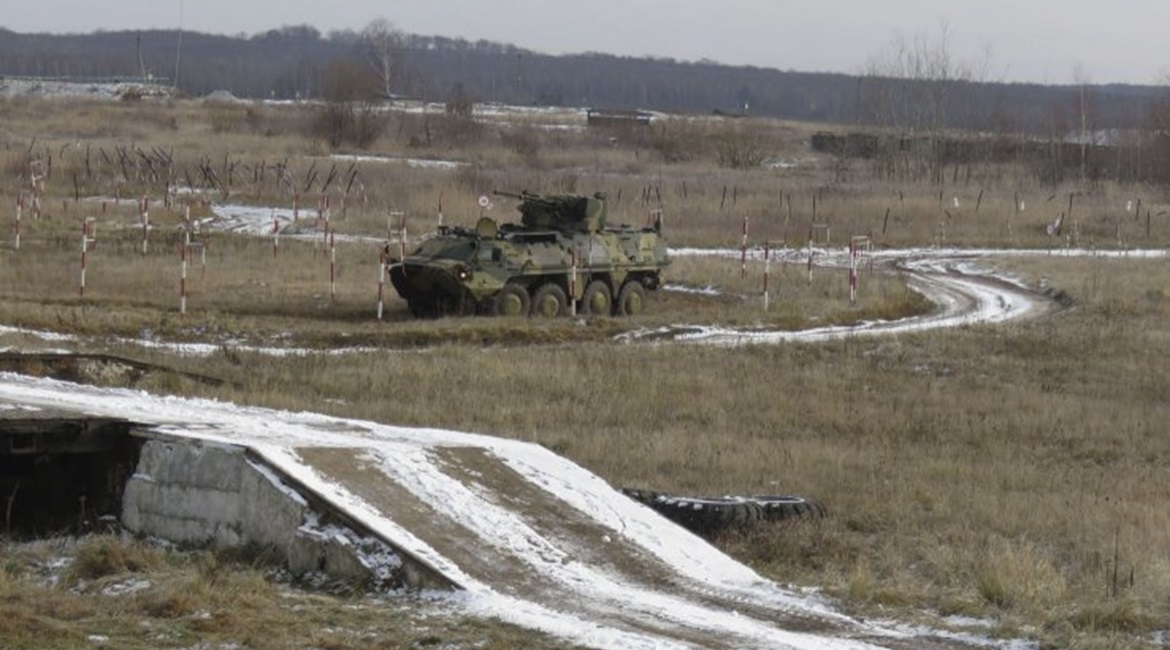 A BTR-4E equipped with the Limpid Armor vehicle modernisation kit navigates a series of obstacles and a marked route using only the input provided by the system's sensors.
