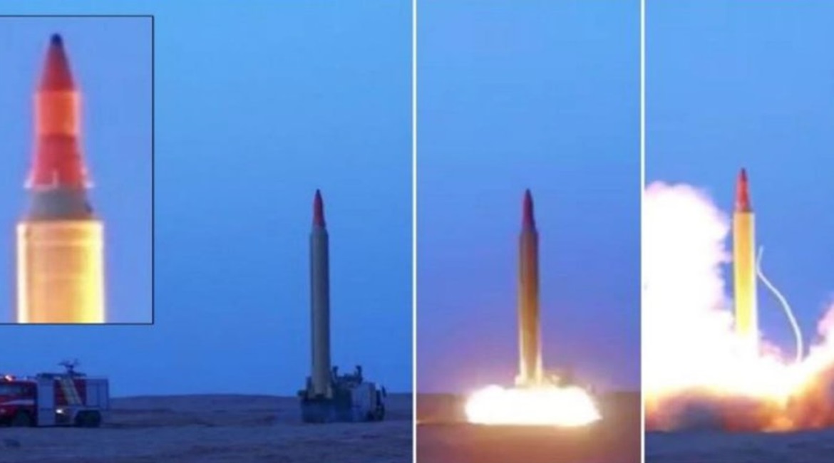 Stills taken from a video released on 22 April show a Shahab-3 ballistic missile fitted with a new triconic manoeuvring re-entry vehicle.
