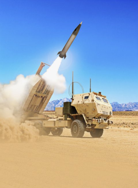 Artist’s rendering of the Lockheed Martin Precision Strike Missile being launched from an M142 HIMARS launcher. An initial flight test of a prototype Precision Strike Missile was conducted for the US Army's PrSM programme at White Sands Missile Range, New Mexico, on 10 December. (Lockheed Martin)