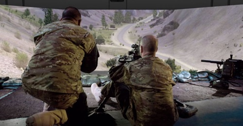 An M2 machine gun being used in the FATS 180MIL in the immersive 3D configuration.