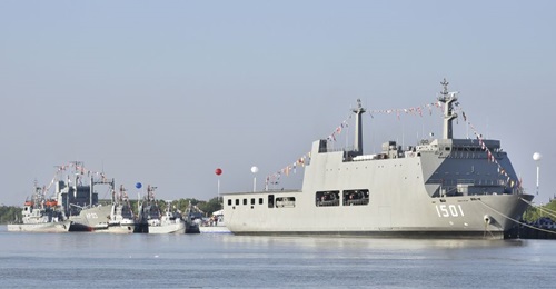 The MN commissioned eight vessels on 24 December, including its first-ever LPD amphibious assault ship (foreground).