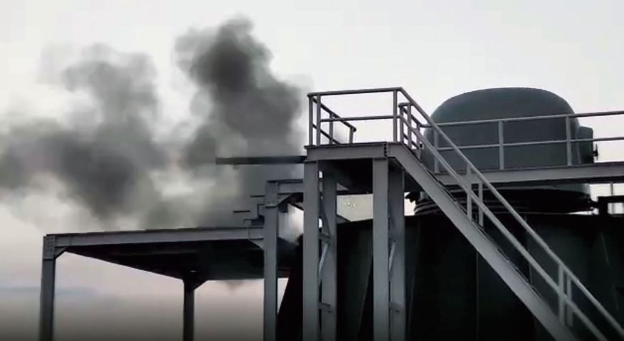 A screenshot from a video provided to Jane’s, showing the Indonesian Navy’s shore-based 76 mm naval gun at Paiton, East Java, during its test-firing in November 2019. (Source withheld)