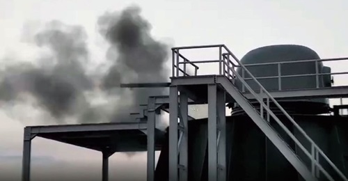 A screenshot from a video provided to Jane's, showing the Indonesian Navy's shore-based 76 mm naval gun at Paiton, East Java, during its test-firing in November 2019.