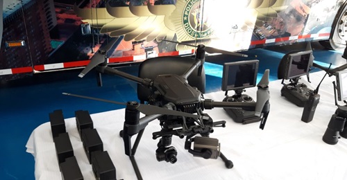 This Chinese DJI Matrice 210 UAV, on display with the Colombian National Police, is an aircraft that the Pentagon is now barred from acquiring. A provision in the FY 2020 NDAA prevents the Pentagon from acquiring Chinese-developed UAVs, components, or ...