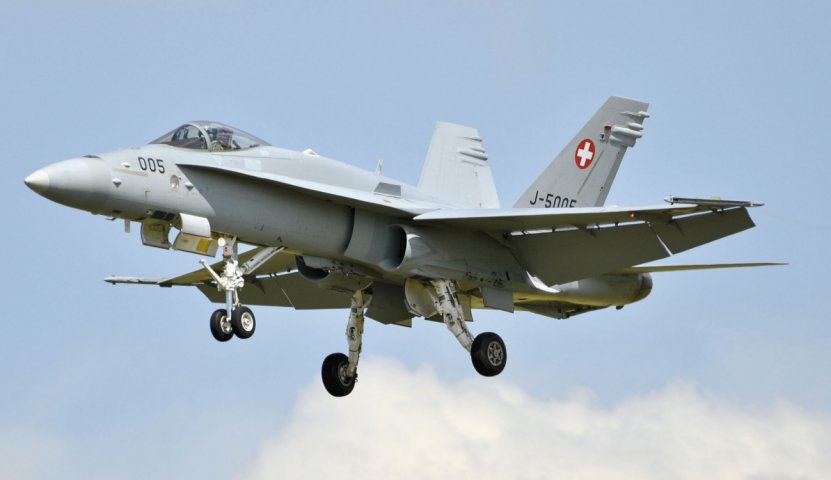 Switzerland is planning to replace its aging Hornet (pictured) and Tiger II fleets, as well as procure new long-range ground-based air defence systems, under its Air2030 requirement. (Jane’s/Patrick Allen)