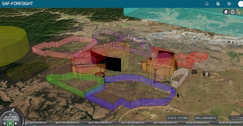 A screenshot showing the 3D live-fire range planning process using SAF-Foresight.