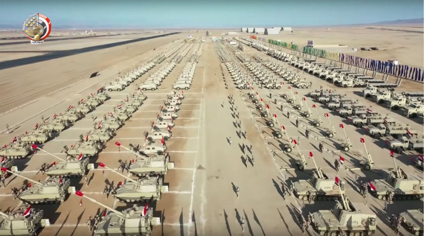 An armoured formation lined up at the new Berenice Air Base for the inauguration ceremony on 15 January. (Egyptian Ministry of Defence)